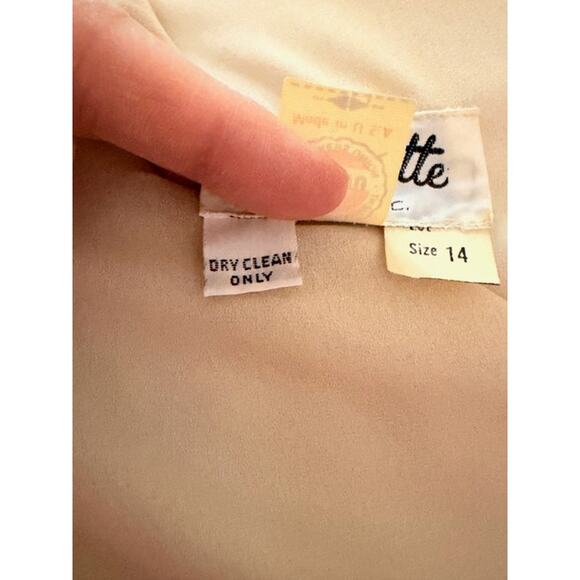 Vintage Bernadette Cream Pearl Shoulder Dress Size 14 – Made in USA - Picture 9 of 9